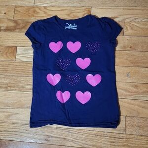 Jumping Beans Blue and Pink Heart Short Sleeve Tee